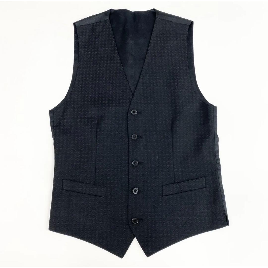 《美品》DOLCE＆GABBANA 3ピーススーツ　千鳥格子44サイズ ブラック