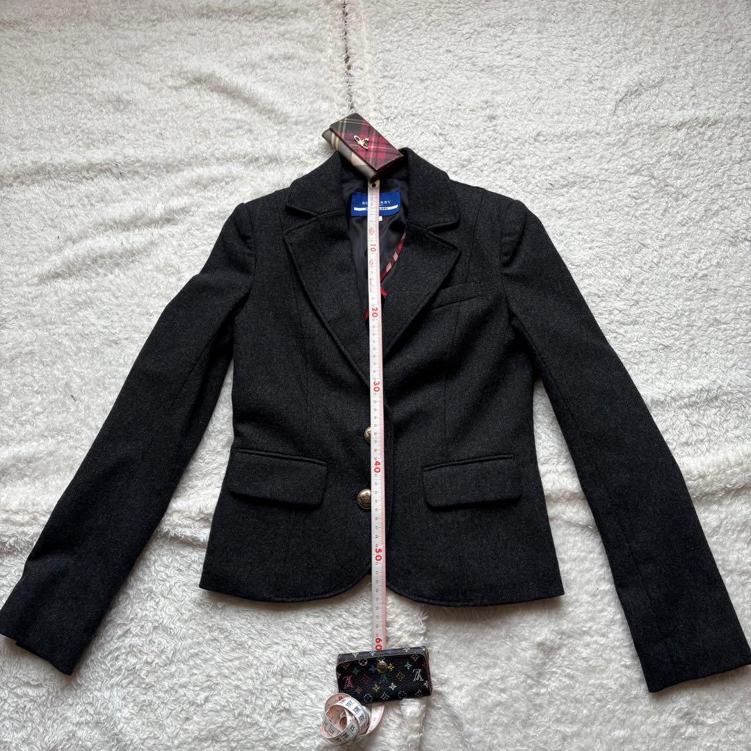 バーバリー テーラードジャケット 38 バーバリーチェック 金属ボタン ウール