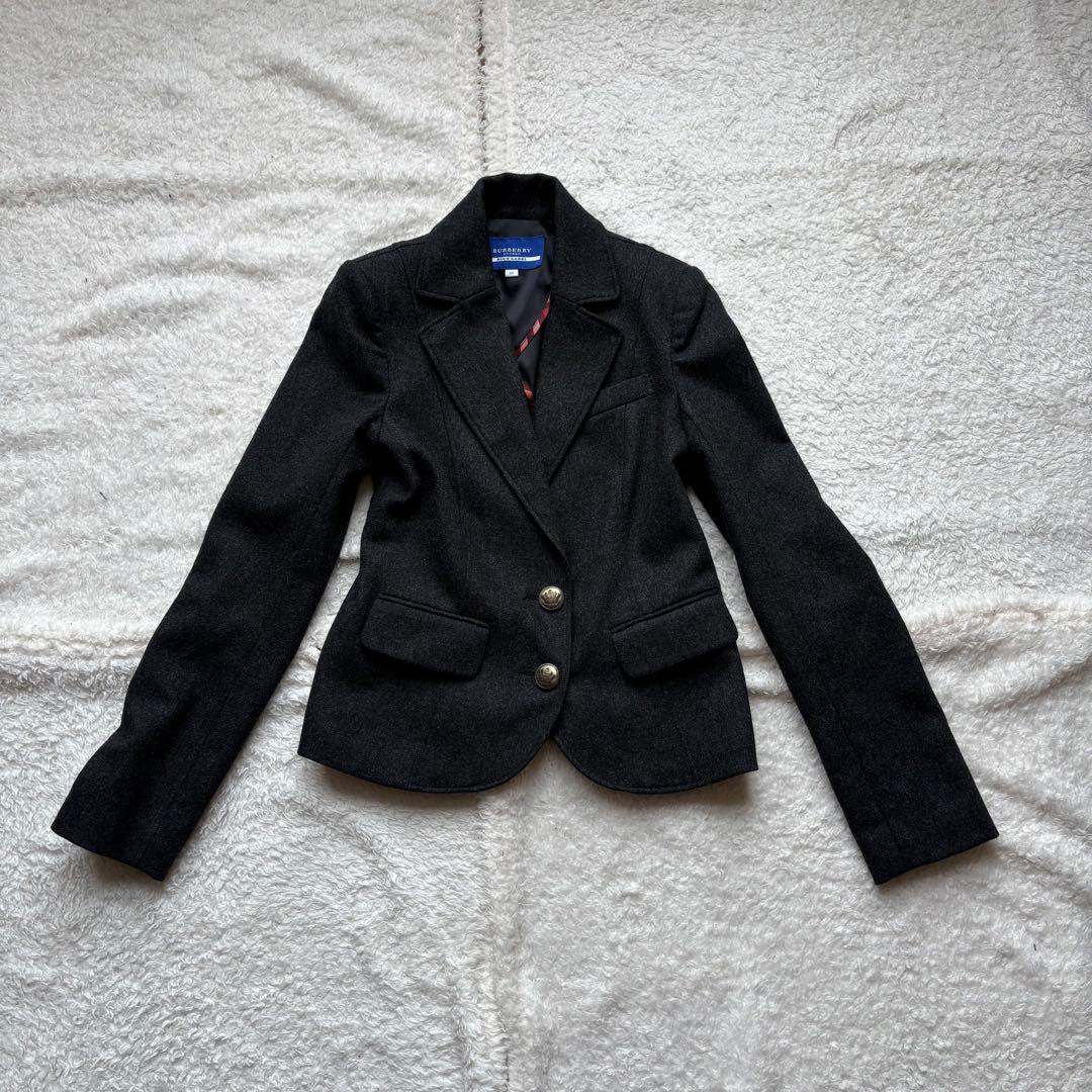 バーバリー テーラードジャケット 38 バーバリーチェック 金属ボタン ウール