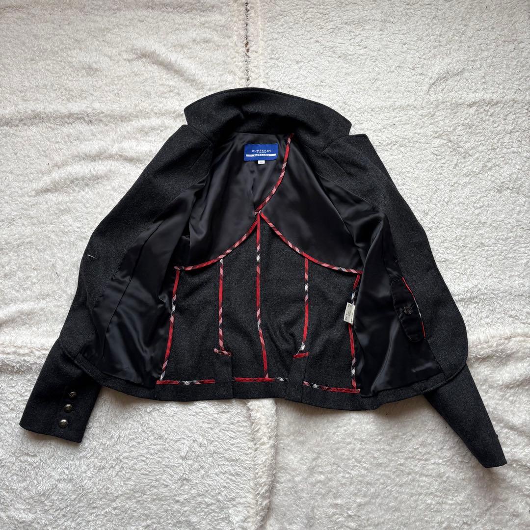 バーバリー テーラードジャケット 38 バーバリーチェック 金属ボタン ウール