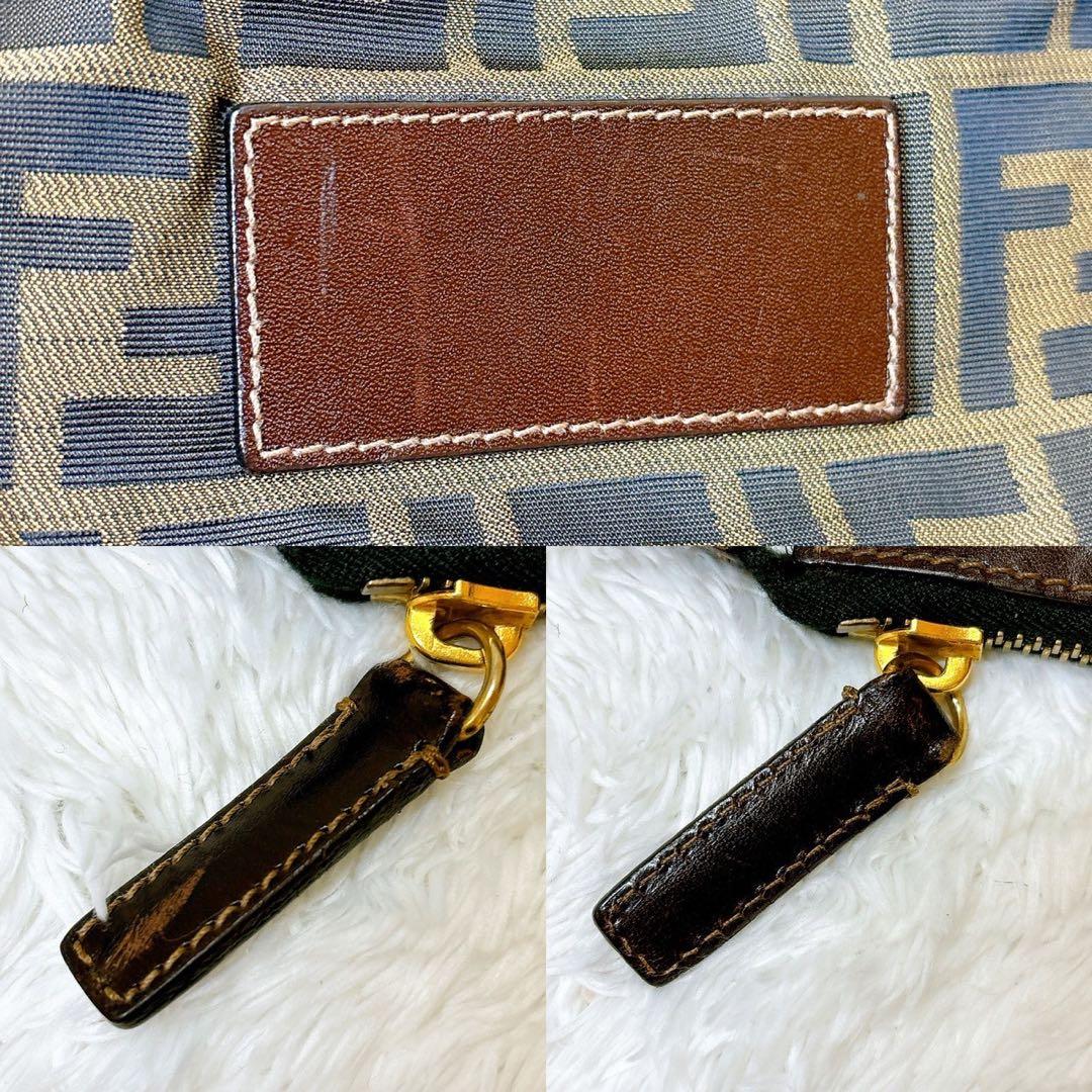 FENDI✨セカンドバッグ　ポーチ　ズッカ　ブラウン　茶　レザー