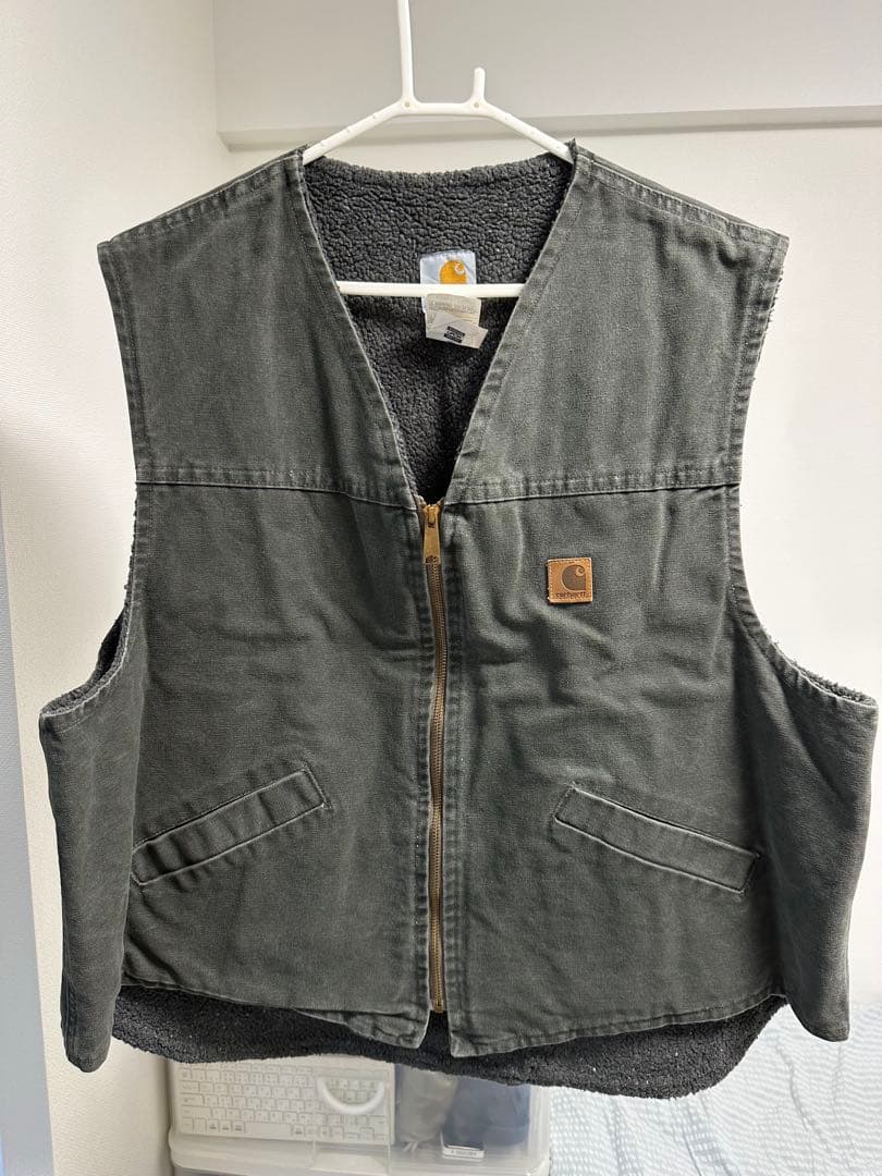 値下がり❗️Carhartt グレー ジップアップ ベスト