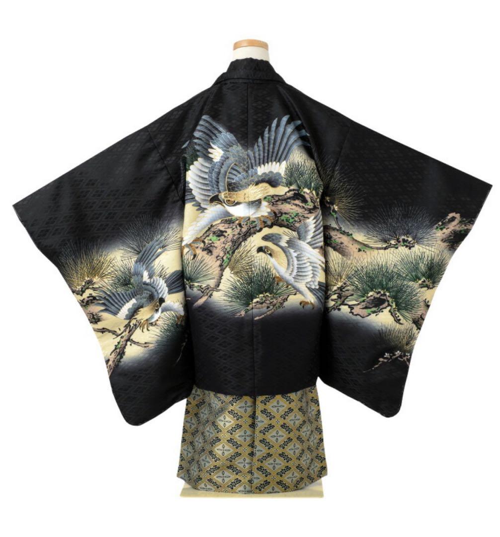 七五三 5歳 13点フルセット 黒 ブラック 羽織袴セット753 5歳男の子着物