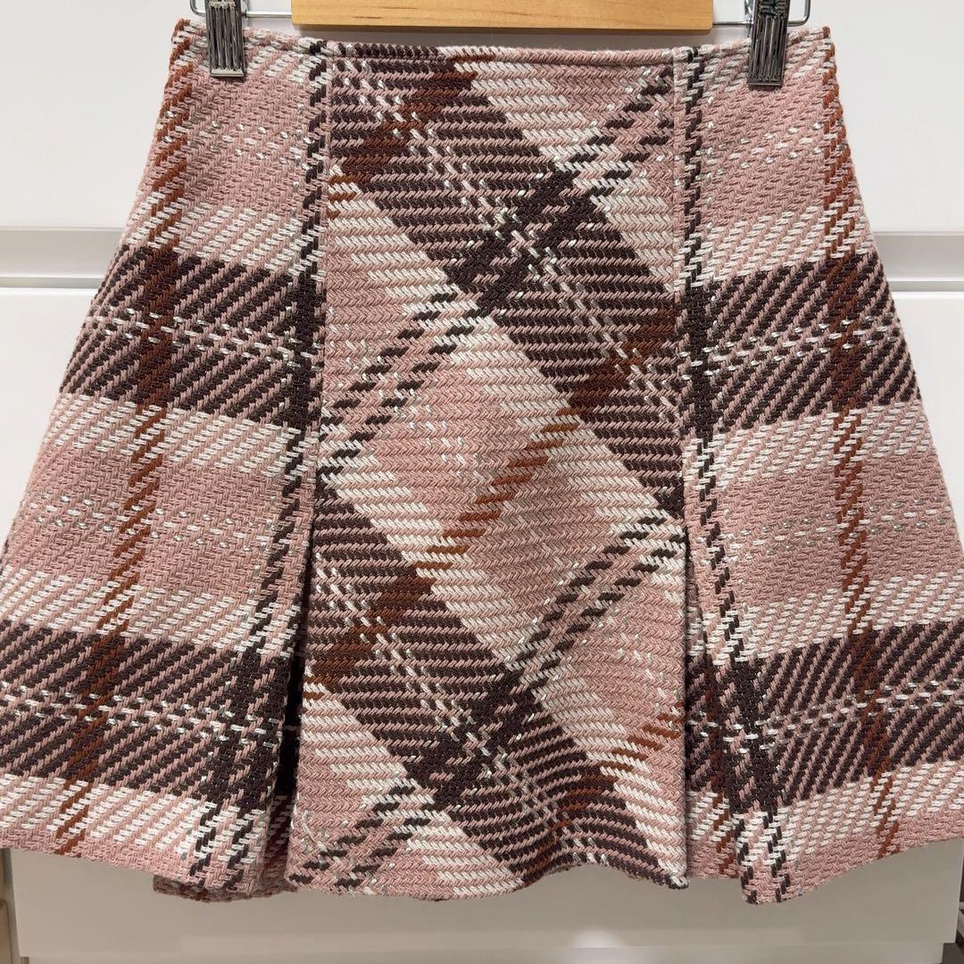snidel ロービングチェックミニスカート　ピンク