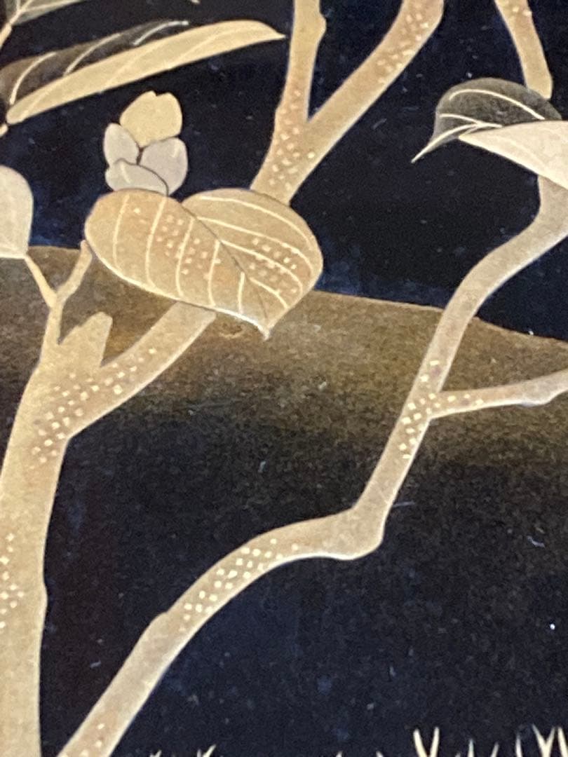 輪島塗　蒔絵　花鳥画