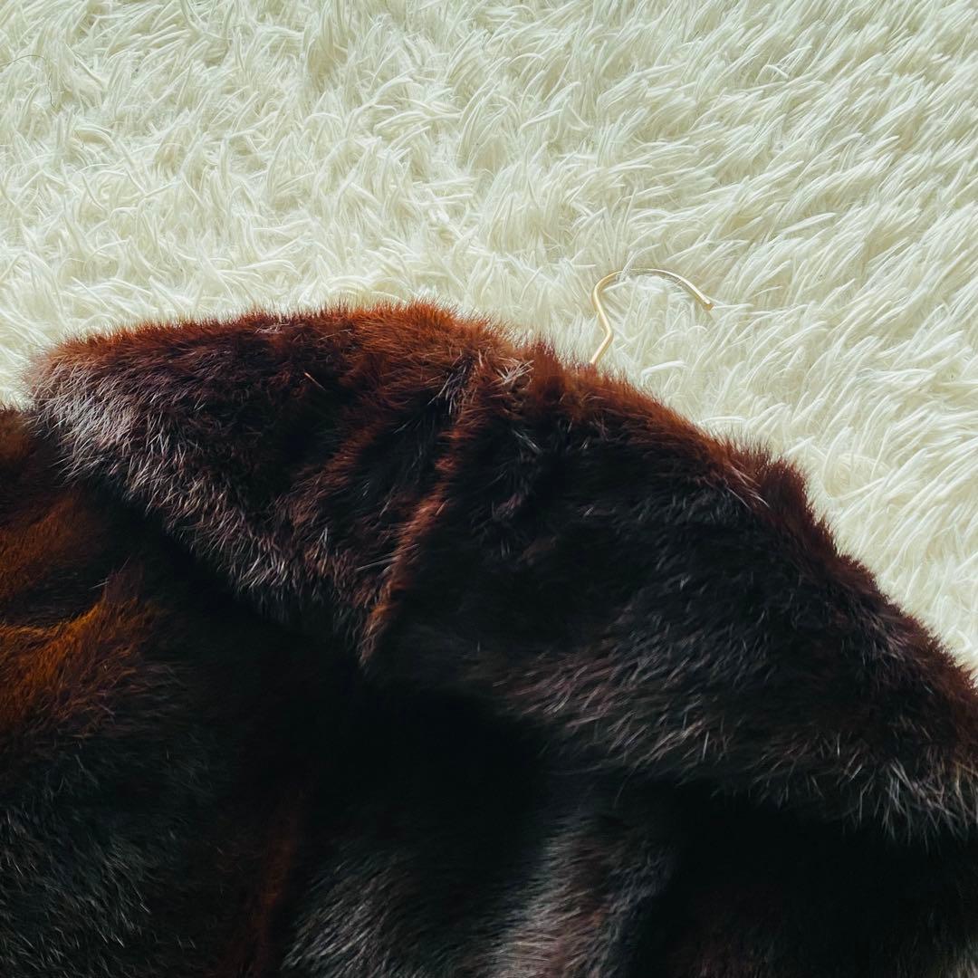 着丈111cm! デミバフミンク マキシ丈 リアルファー 毛皮コート ブラウン