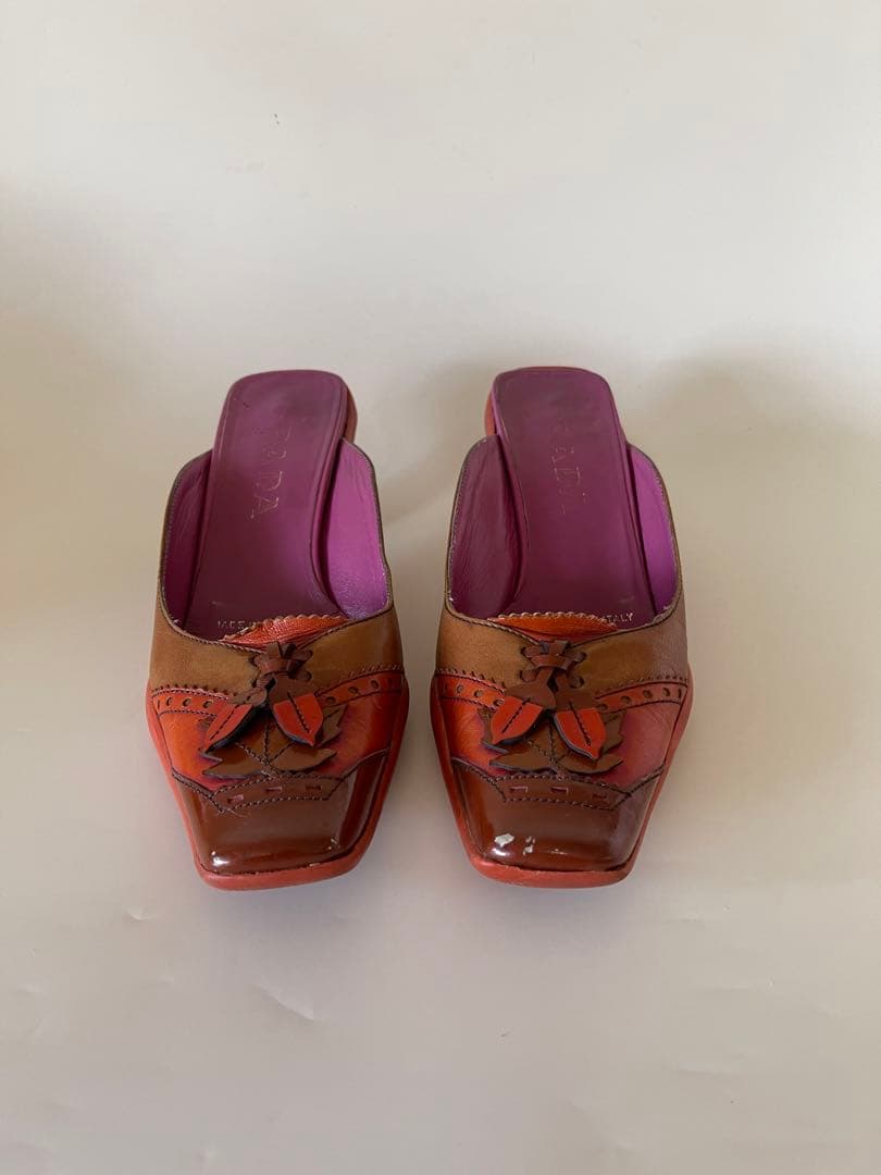 Pradaプラダオープントゥサンダル オレンジブラウン