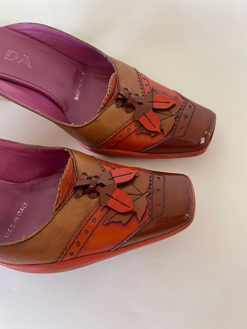 Pradaプラダオープントゥサンダル オレンジブラウン