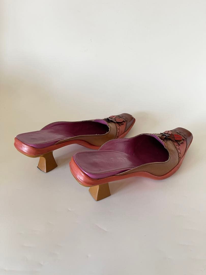 Pradaプラダオープントゥサンダル オレンジブラウン