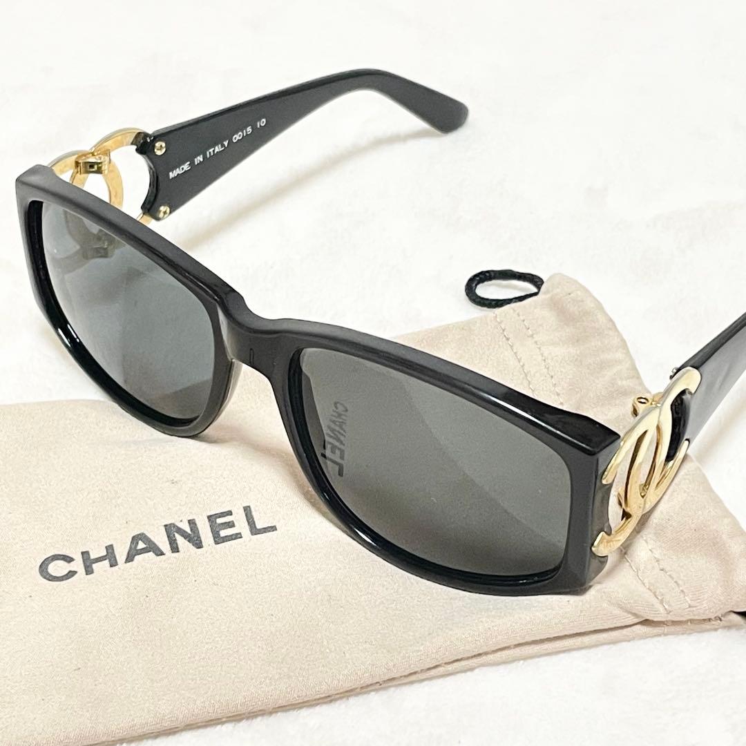 極美品 CHANEL シャネル サングラス ココマーク ブラックレンズ 保存袋付