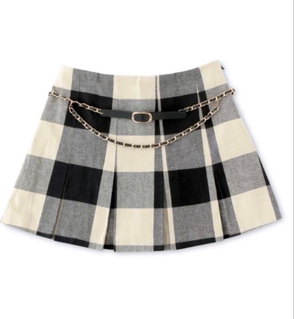 m.me.eme　エムミーエメ　チェックボックスプリーツスカートベルト付き