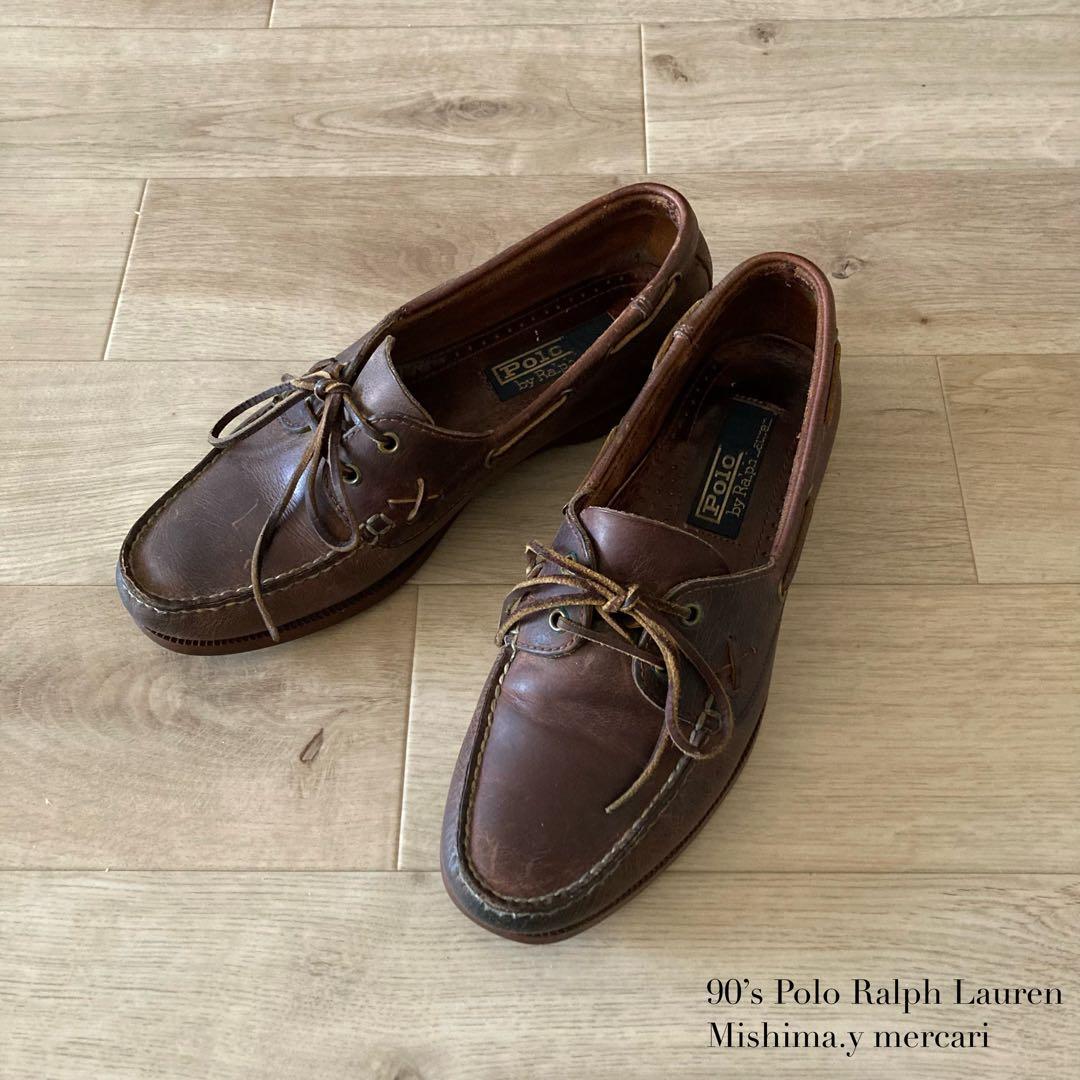 雰囲気◎ 90’s Polo Ralph Lauren レザー デッキシューズ