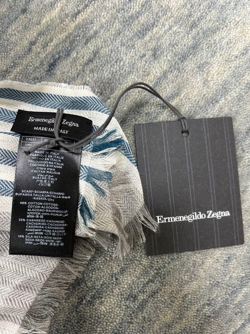 【新品未使用】エルメネジルドゼニア　ストール　カシミヤ・シルク混　グレー