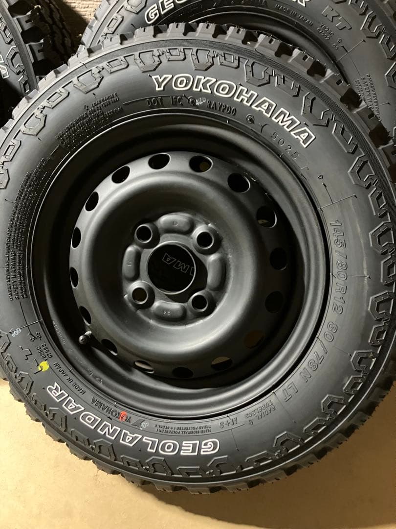 専用145/80r12 25年送料込み ホワイトレター ゴツゴツ4本セット