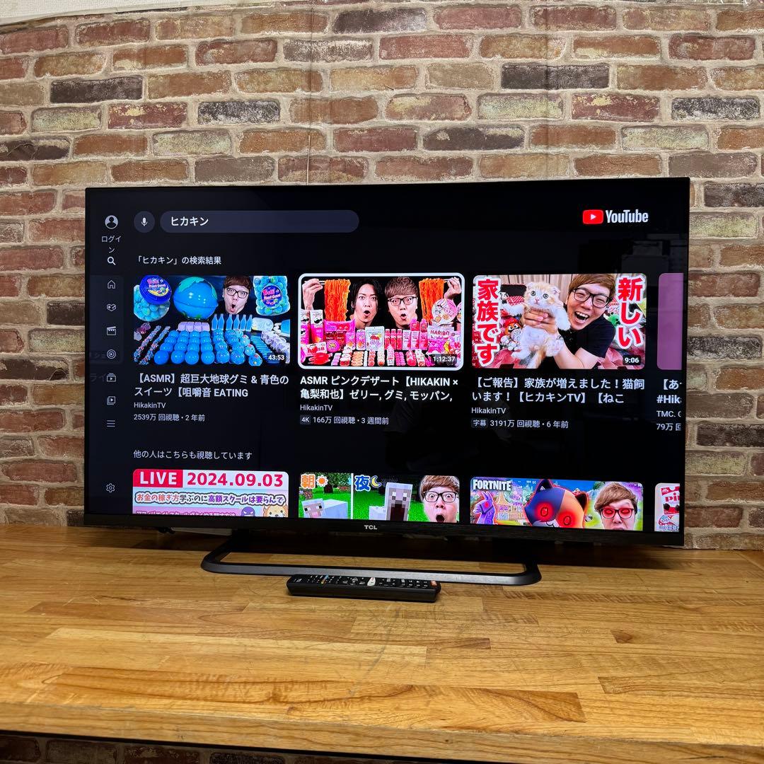 TCL 50V型 4K 液晶テレビ スマートテレビ 50P8S 動画配信アプリ○