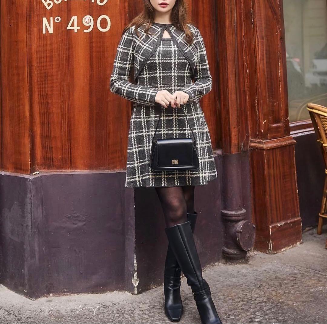 ワンピース Herlipto Pantheon Checked Knit Dress