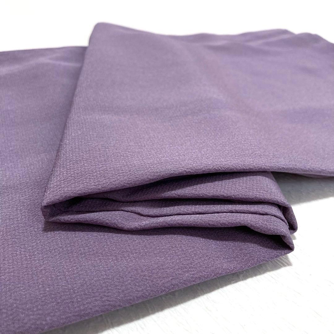 【良品✨】東レシルック　洗える着物　色無地　くすみの紫色　紋付　手縫い仕立てL4