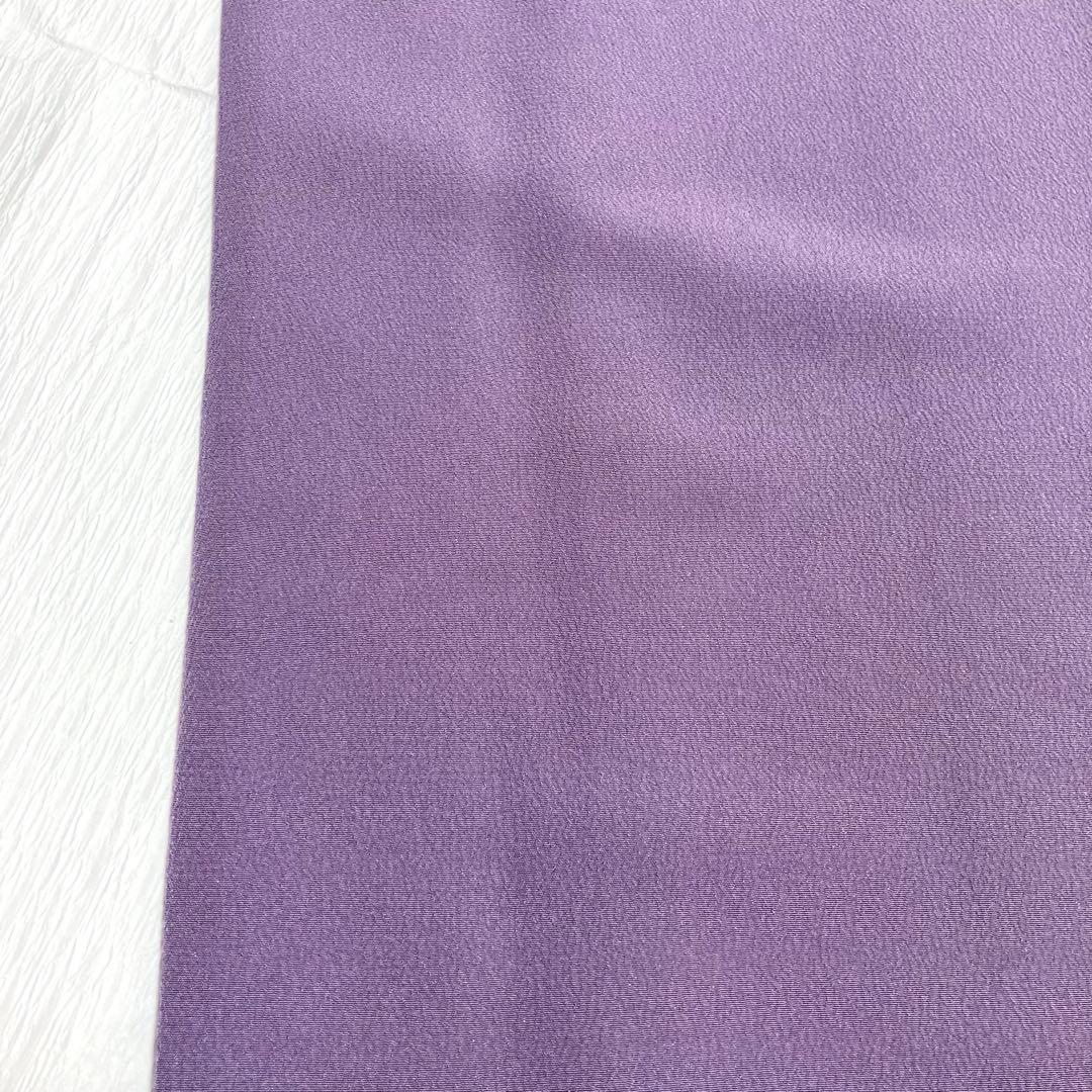 【良品✨】東レシルック　洗える着物　色無地　くすみの紫色　紋付　手縫い仕立てL4