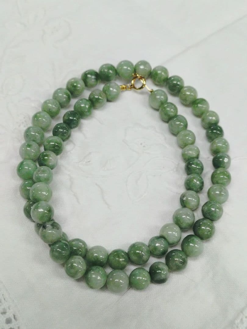 k18 翡翠ネックレス 天然石ネックレス ジェダイト 硬玉