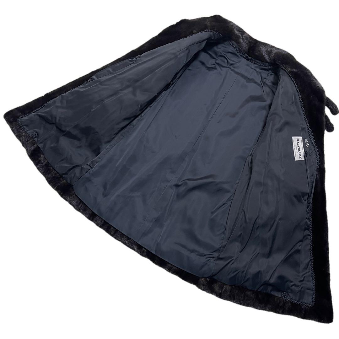 極美品　ブラックグラマ　ミンク　リアルファーコート　Lサイズ相当　毛並み◎