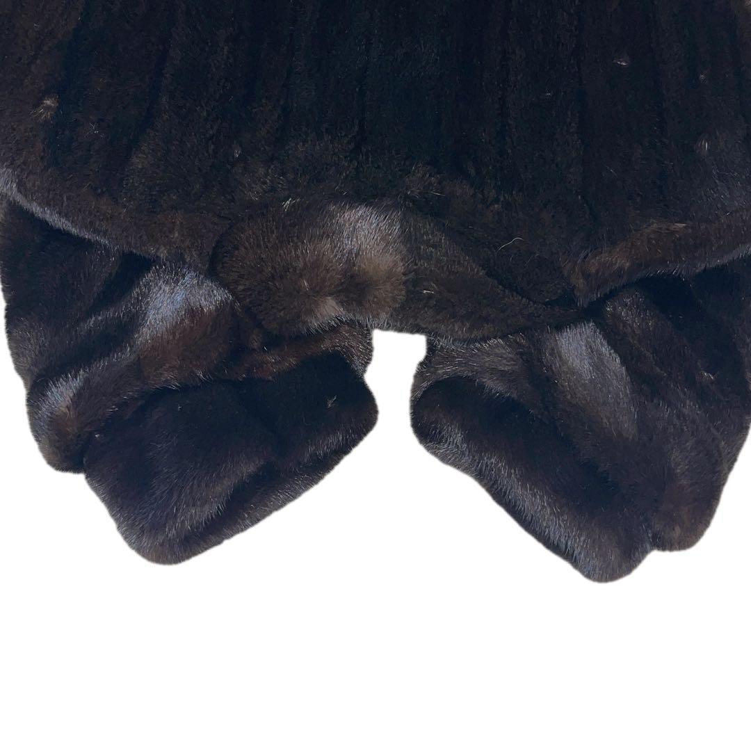 極美品　ブラックグラマ　ミンク　リアルファーコート　Lサイズ相当　毛並み◎