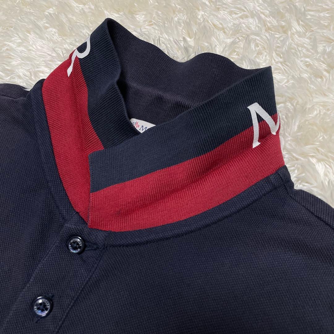 モンクレール　襟裏ロゴ　マグリア　ポロシャツ　ネイビー　Lサイズ