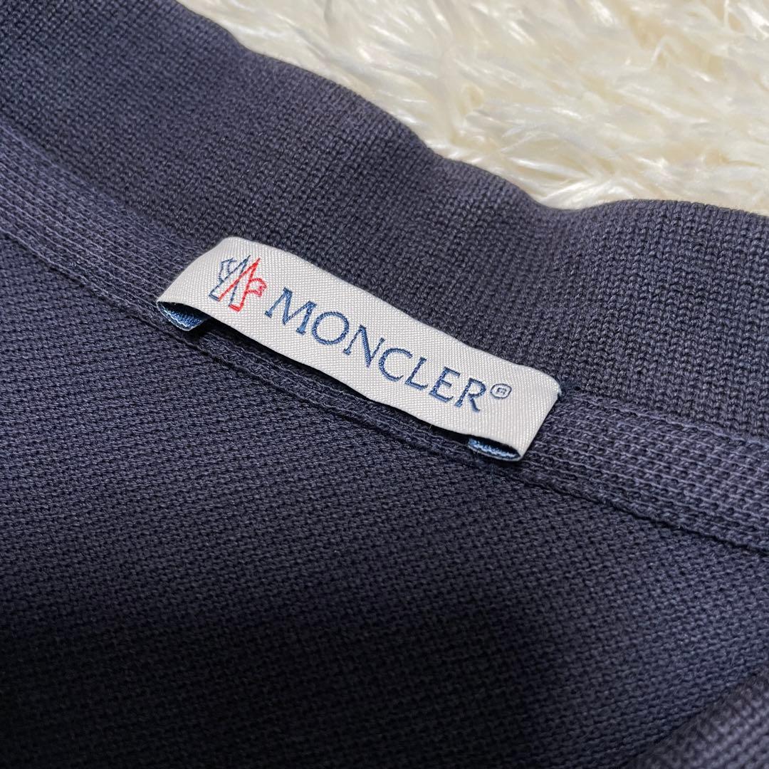モンクレール　襟裏ロゴ　マグリア　ポロシャツ　ネイビー　Lサイズ