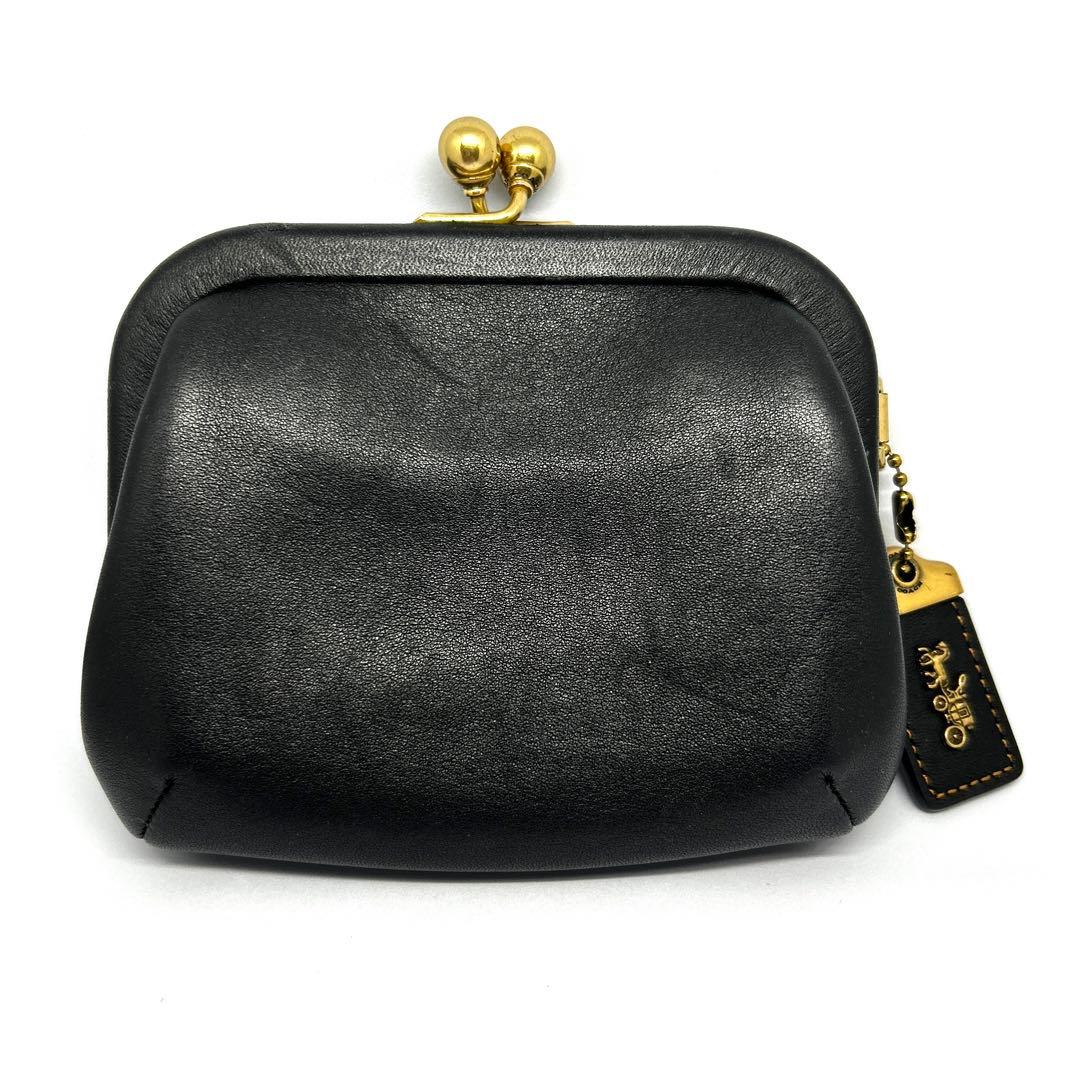 COACH レザー キスロック がま口 ケース 財布 黒 68326
