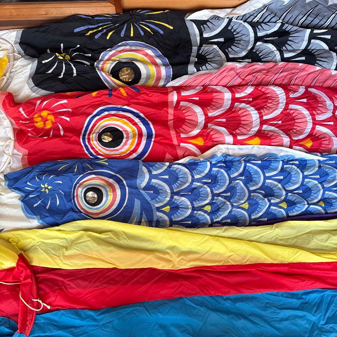 太郎鯉 鯉のぼり ４匹セット(黒6m.赤5m.青4m.五色6m)