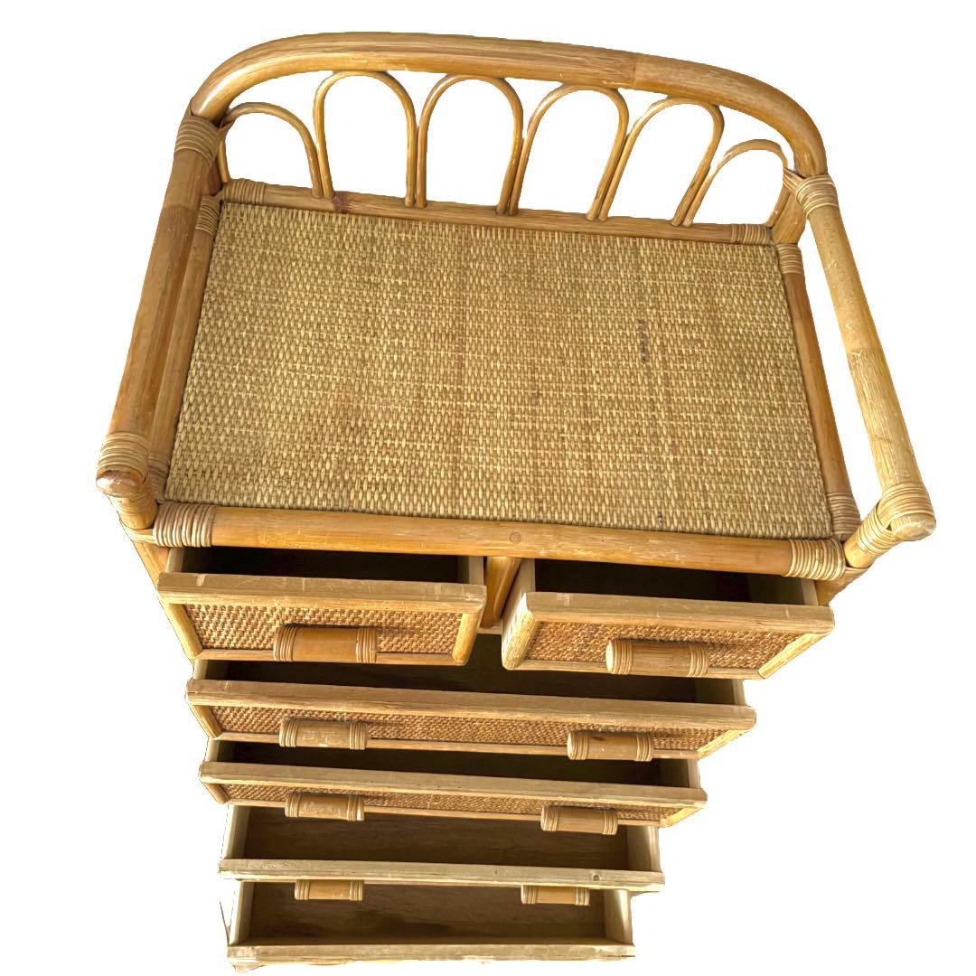 なこねひわ　籐　ラタン　5段　チェスト　箪笥