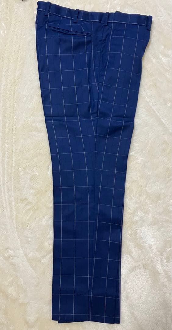 MIYUKI 生地　オーダースーツ　スリーピース　ネイビー　ストライプ　Ｌ相当