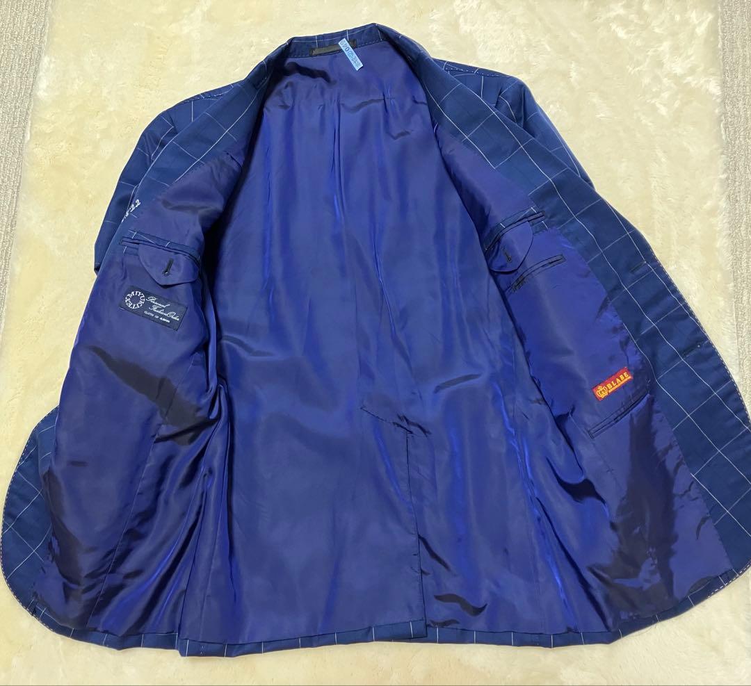 MIYUKI 生地　オーダースーツ　スリーピース　ネイビー　ストライプ　Ｌ相当