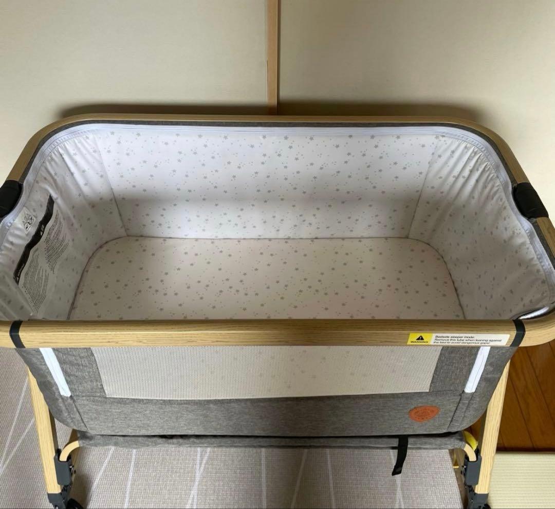 HZDMJ ベビーベッド　添い寝ベッド　グレー　移動式