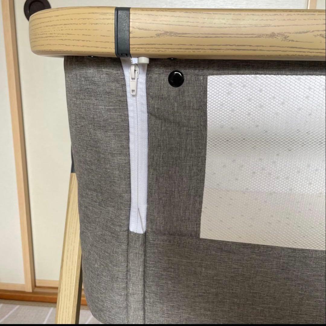 HZDMJ ベビーベッド　添い寝ベッド　グレー　移動式