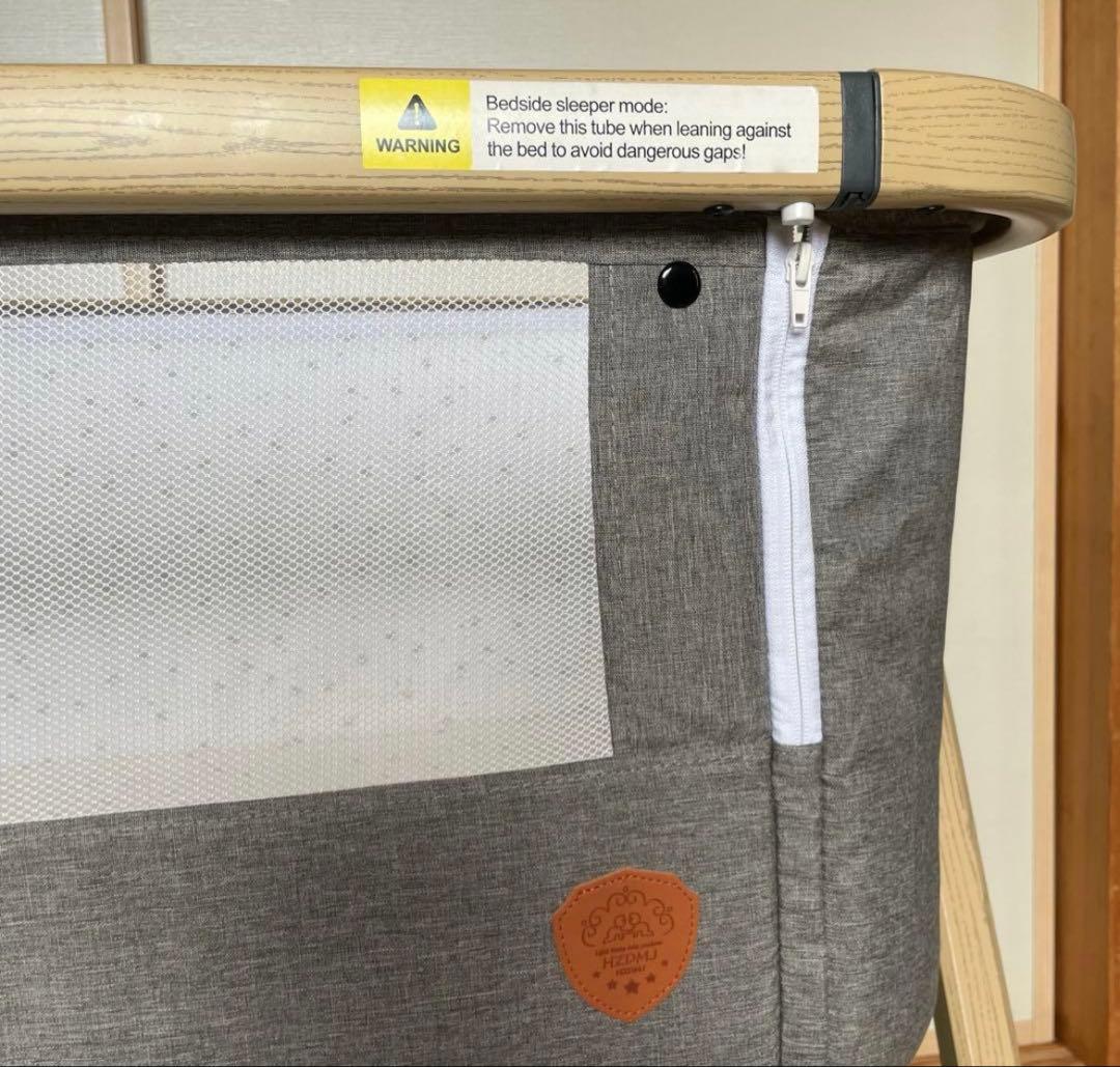 HZDMJ ベビーベッド　添い寝ベッド　グレー　移動式