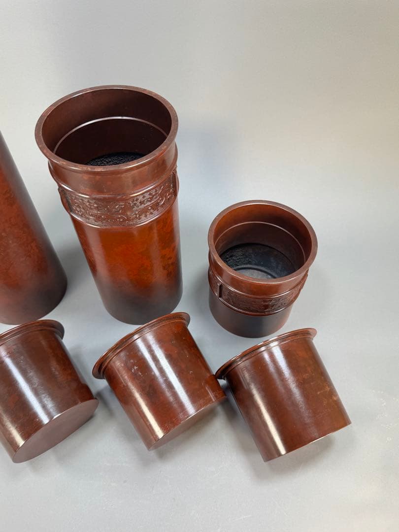 いけばな　唐銅　鋳銅　三寄寸胴花器　古流　池坊　未生流　龍生派　銅花瓶　華道具