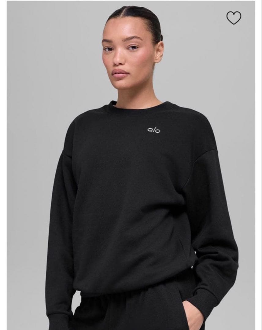 aloアローブラッククルーネックトレーナーレディースSサイズスウェット
