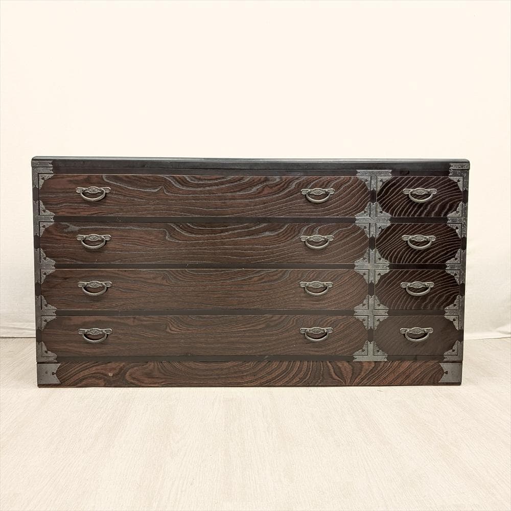 欅 ケヤキ　ローチェスト　ワイドチェスト　タンス　箪笥　引き出し　ドロワー　収納