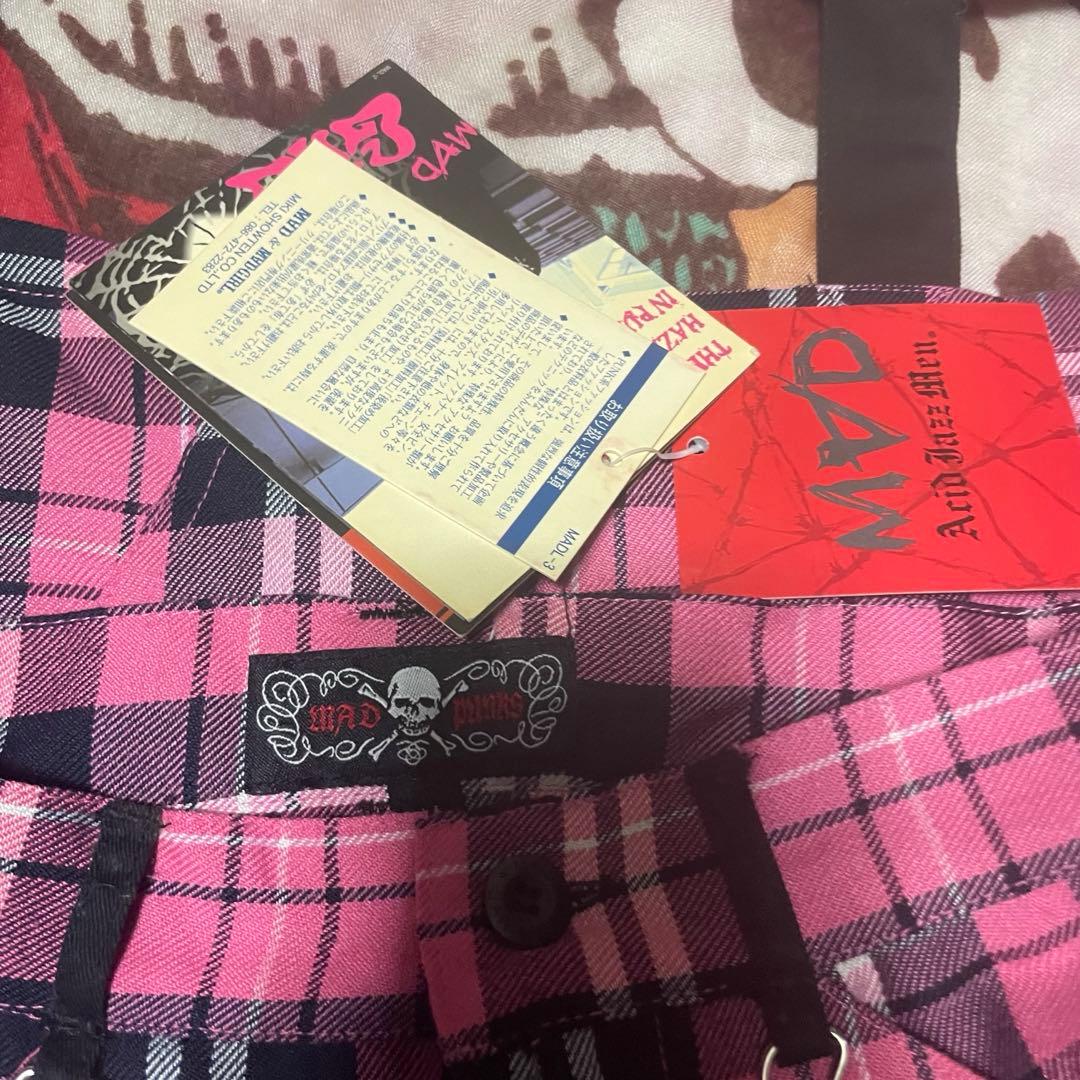 MADGIRL ボンテージパンツ スカートレッグウォーマー ピンクチェック