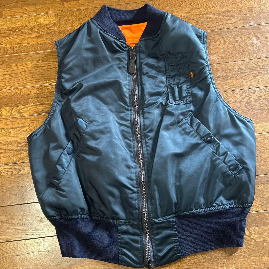 アルファ アメリカ製 MA-1 ネイビー オレンジ M ベスト リーバシブル