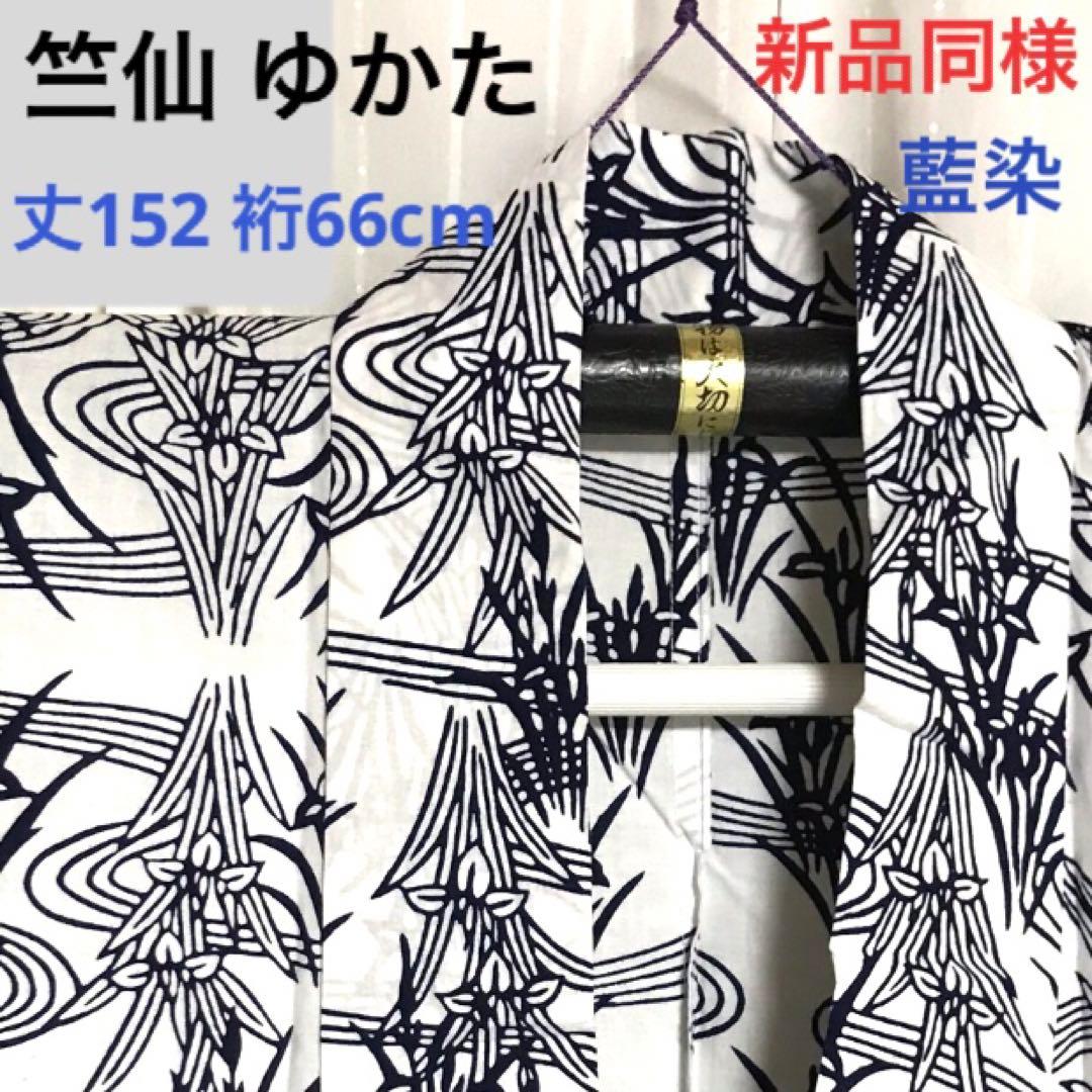 竺仙 浴衣 丈152 裄66.5cm ゆかた カキツバタ あやめ 花菖蒲 藍染
