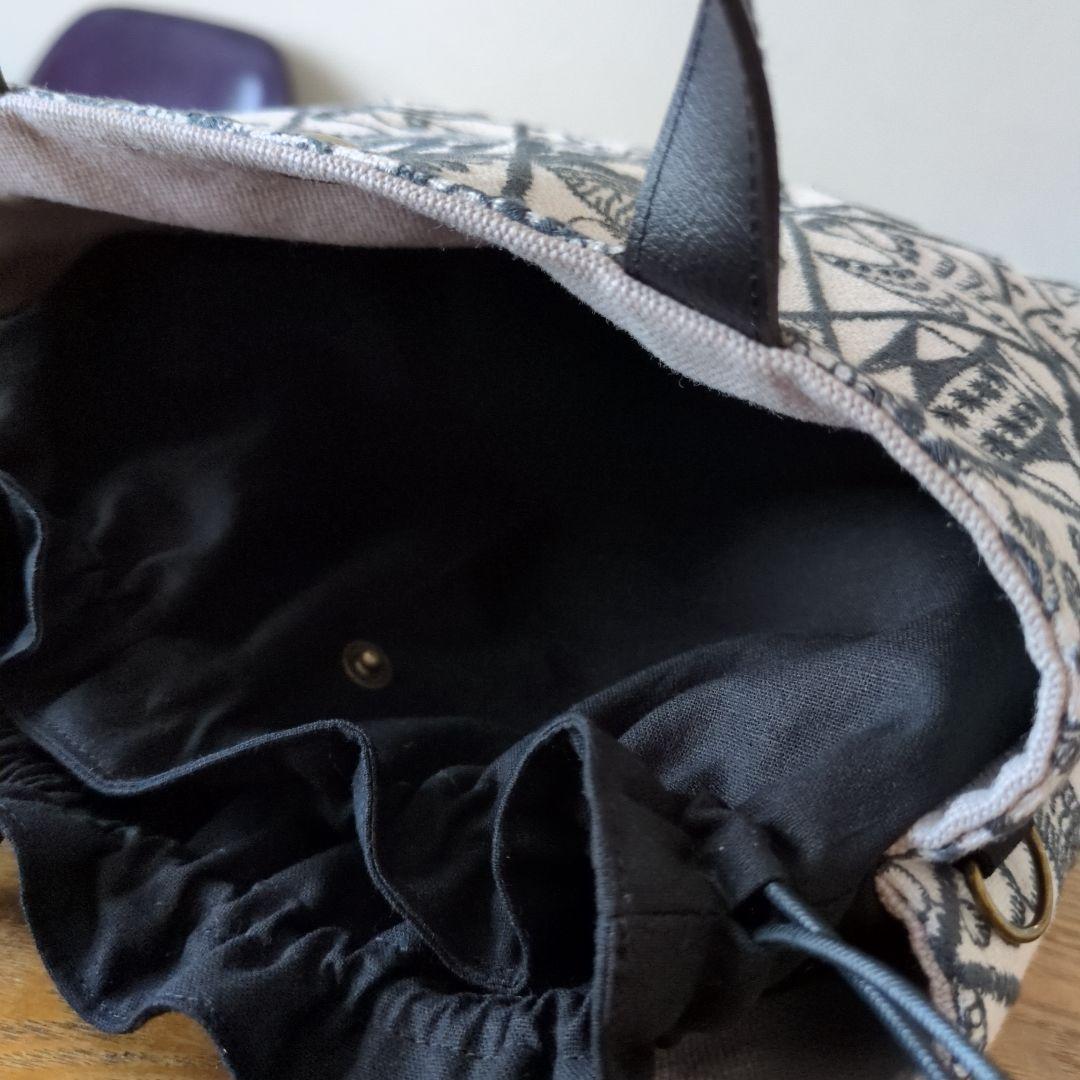 あおりポケットの巾着バッグ＊ミナペルホネン Symphony