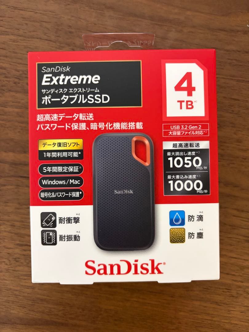 外付けハードディスク・ドライブ SanDisk Extreme Portable SSD 4TB