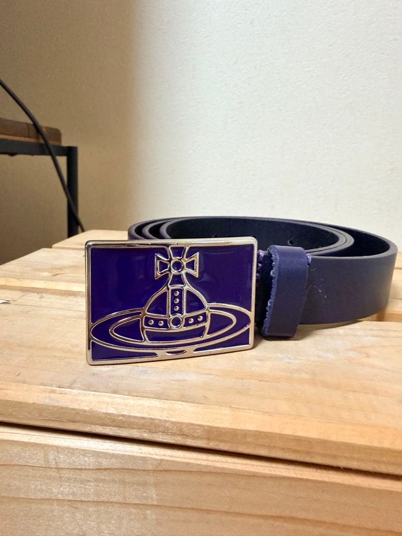 【美品】ヴィヴィアンウエストウッド ベルト ビッグオーブ 紺 細ベルト 調整可