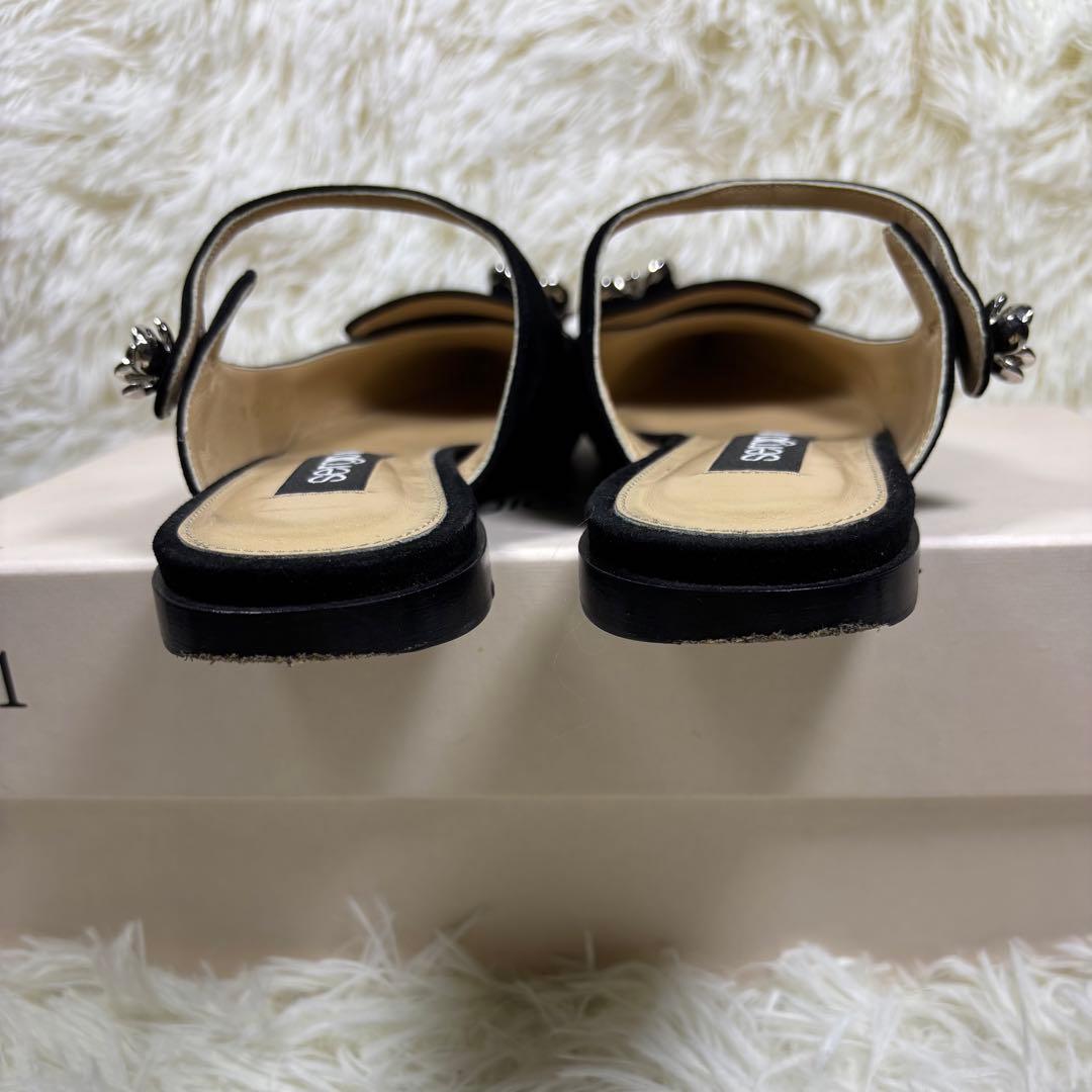 セルジオロッシ　パンプス　プレート　スエード　黒　ミュール　36