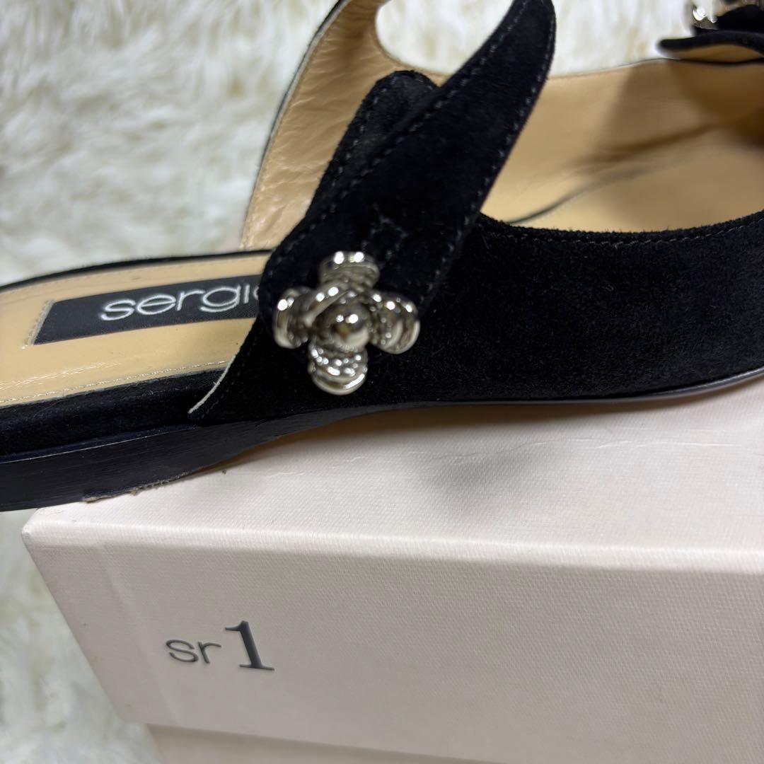 セルジオロッシ　パンプス　プレート　スエード　黒　ミュール　36