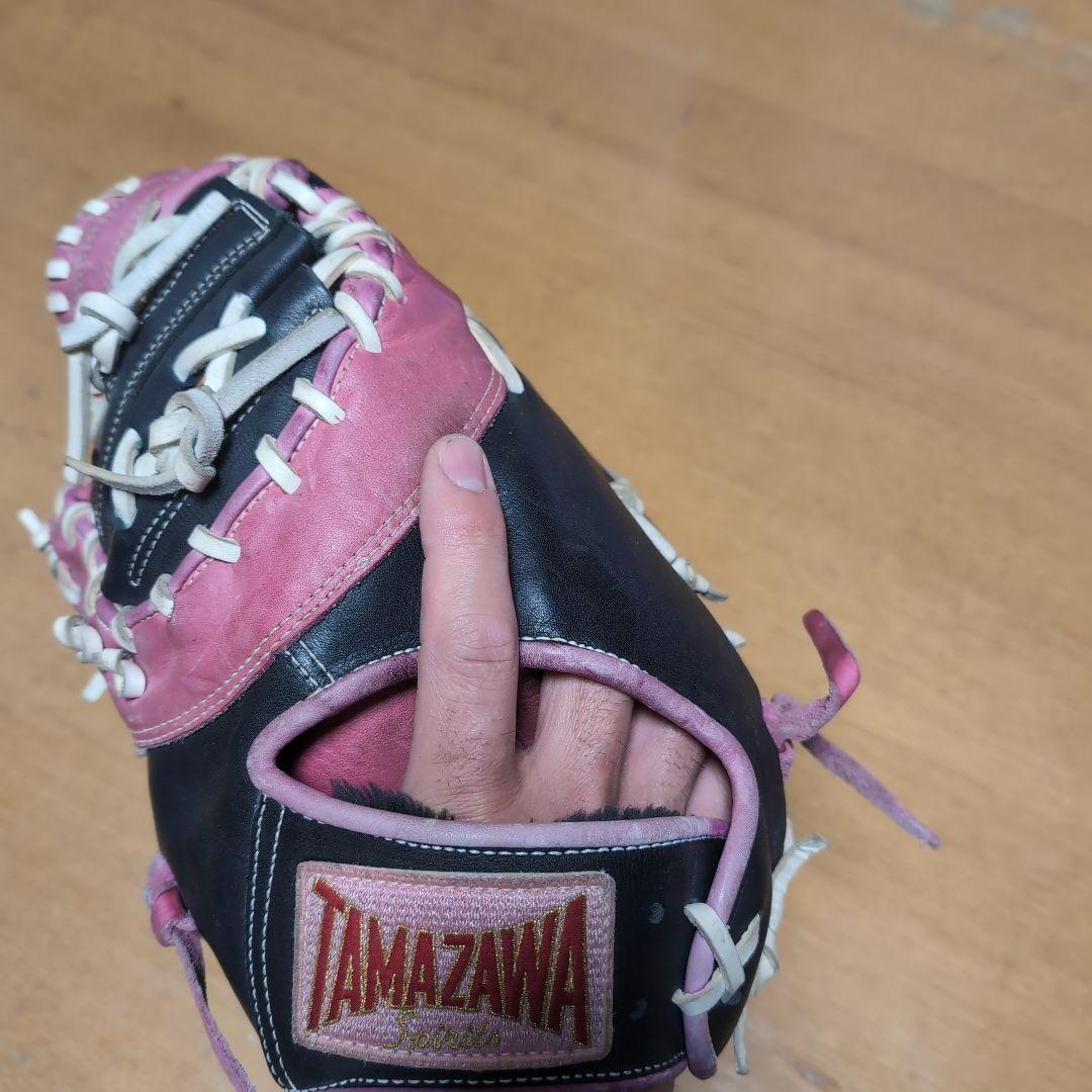 TAMAZAWA 軟式ファーストミット 黒/ピンク　左用
