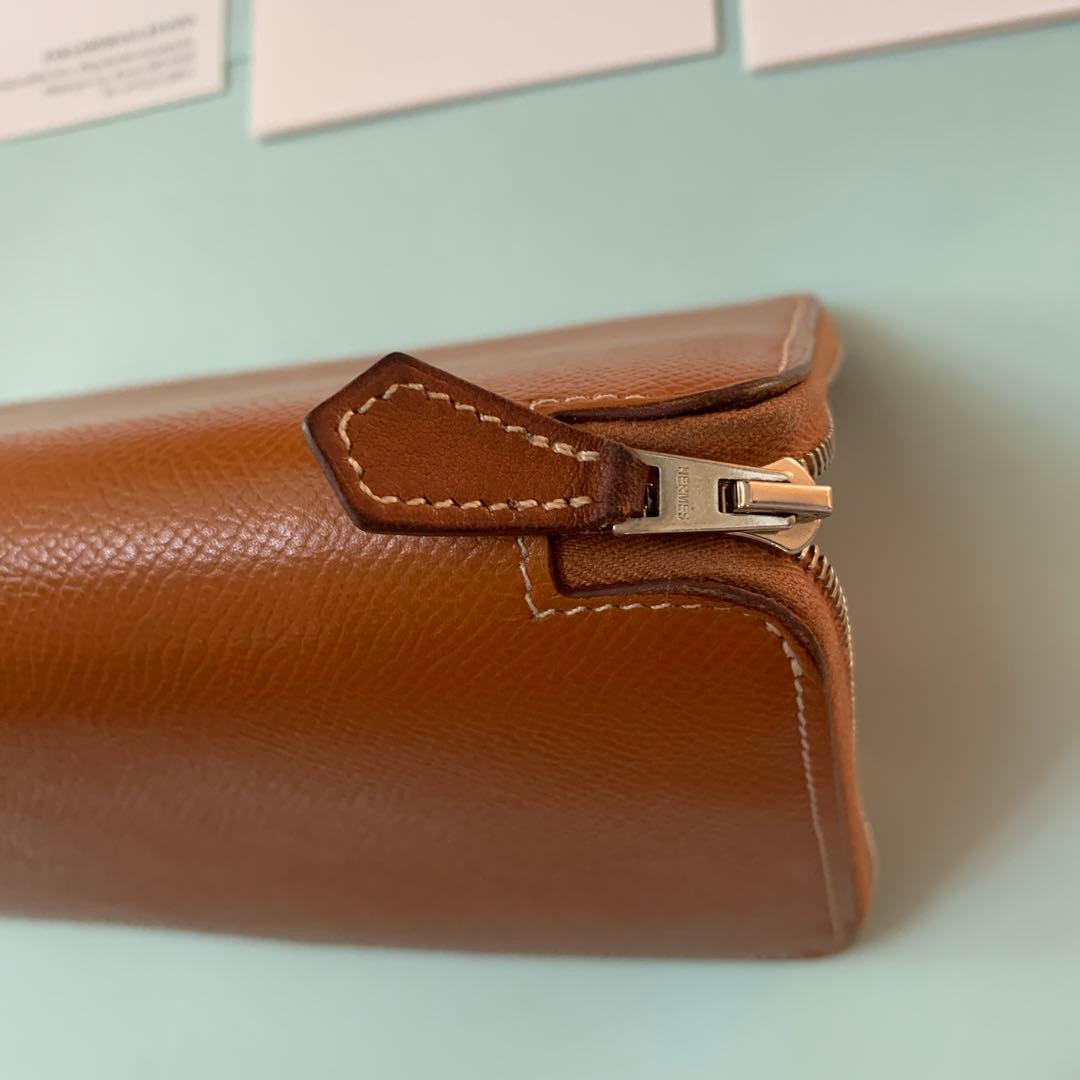 HERMES ブラウン 長財布　シルクイン コニャック