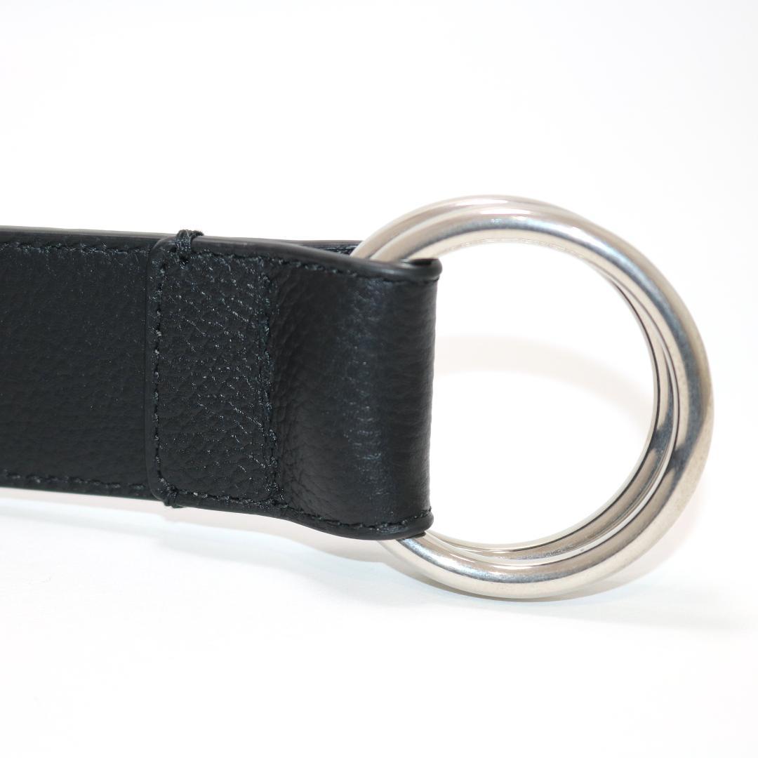 【未使用級】ボッテガヴェネタ レザー シボ革 Dリング ベルト 黒 ダブルリング