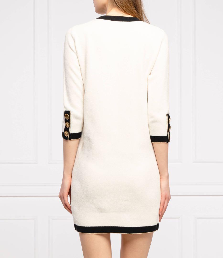 【エリザベッタフランキ】ワンピース　ロゴボタン　金ボタン　バイカラー　白　黒